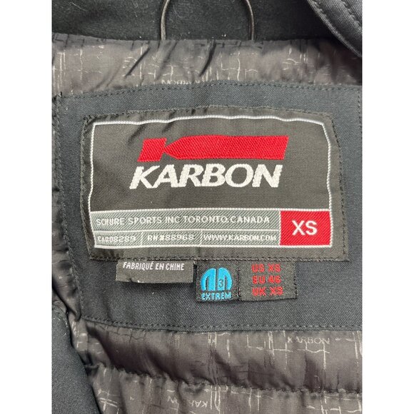 Karbon XS Black & Blue Ski Jacket With Hood Zippered Pockets Adjustable Cuffs - Picture 3 of 9